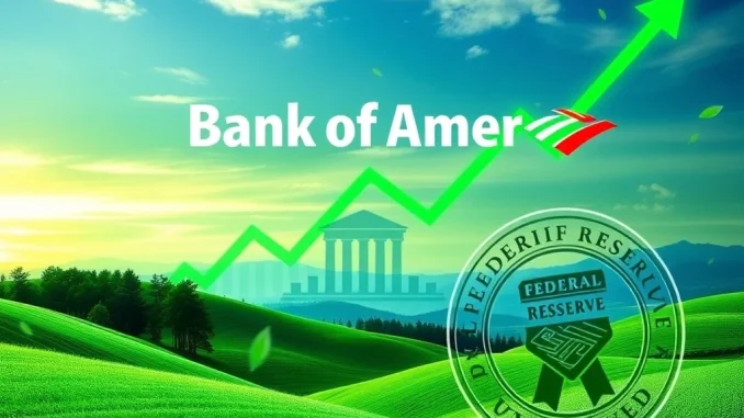 A vibrant stock chart showing Bank of America (BAC) stock surging, symbolizing the positive impact of its $40 billion shareholder return program.