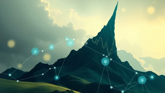 A chart showing extreme BB crypto volatility, with a sharp surge and decline, symbolizing the impact of digital asset regulation.