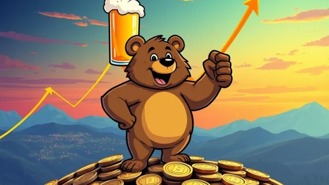 BeerBear Meme Coin: Could It Spark an Explosive 10,000% Rally Like BONK? BeerBear meme coin character standing confidently, symbolizing its potential to achieve a BONK rally in the crypto market.