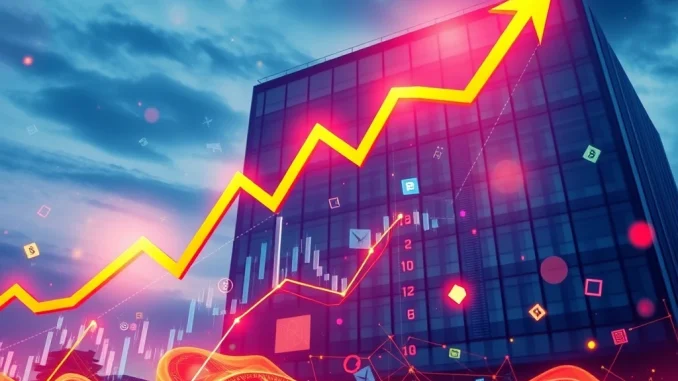 A rising stock chart representing Beyond Inc.'s surge, driven by Shay Capital's push for blockchain monetization.