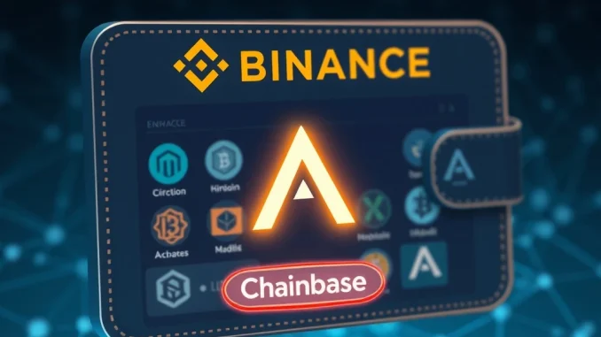 Binance Alpha platform integrating Chainbase (C), symbolizing new crypto project additions within the Binance Wallet ecosystem and fostering on-chain trading.