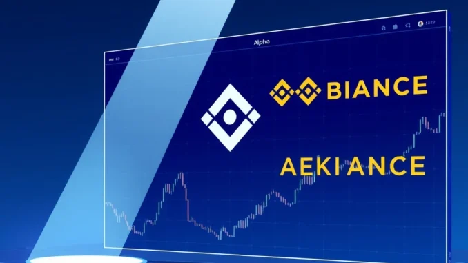 Binance Alpha's platform screen displaying the new AKE crypto token listing, highlighting market trends.