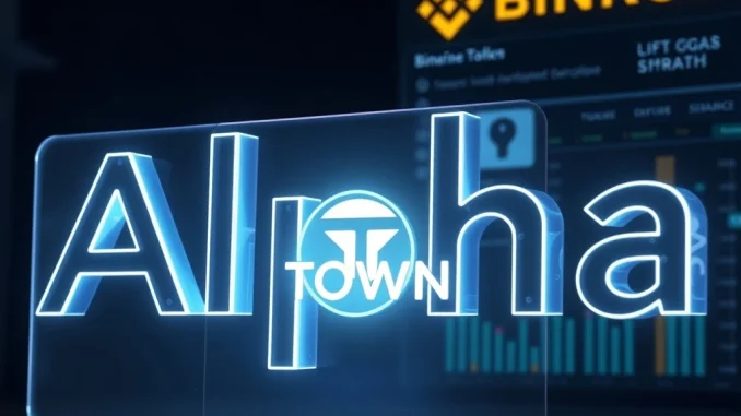 Binance Alpha platform spotlighting the Alttown (TOWN) token, symbolizing a new early-stage crypto project listing.