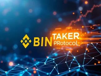 Binance Alpha platform showcasing the new Taker Protocol (TAKER) listing, symbolizing early-stage crypto project discovery and on-chain trading.