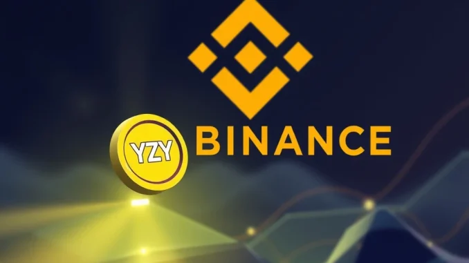 Binance Alpha platform displaying the YZY token as a new crypto listing, symbolizing growth in digital assets.