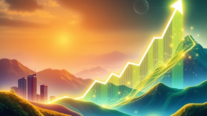 Binance Coin price chart showing a dramatic surge to a new all-time high, symbolizing robust market growth and institutional confidence.