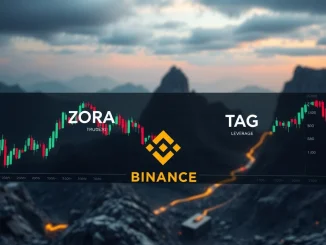 An image representing the expansion of Binance futures, with ZORA and TAG symbols, signifying new trading opportunities.