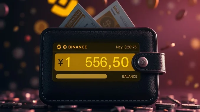 An illustration depicting the devastating financial impact of a Binance investor loss, showing a large sum of money disappearing amidst crypto symbols.