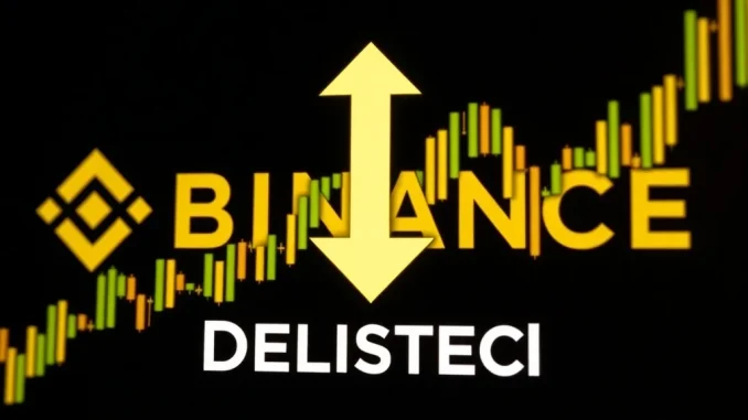 Graphic showing the Binance delisting of LEVER/USDT perpetual futures, indicating a significant change for traders.