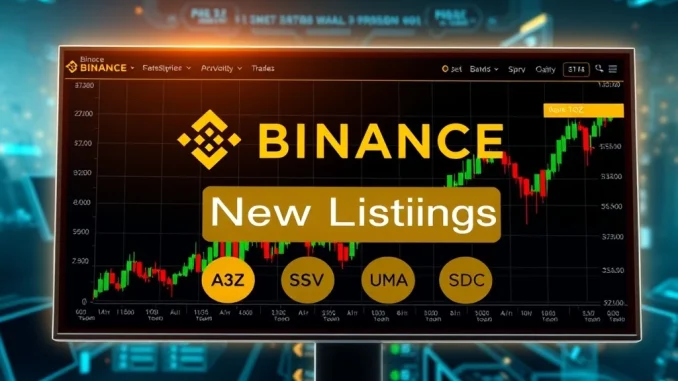 Binance new listings announcement on a digital trading screen, symbolizing expanded spot trading opportunities for users.