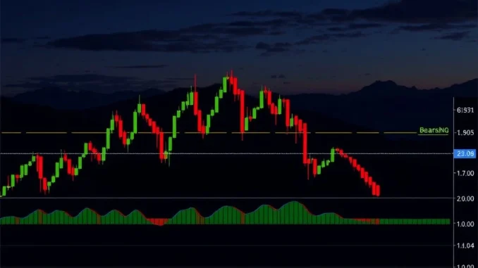 Bearish candlestick chart showing Binance Staked SOL (BNSOLUSDT) price decline, highlighting critical support levels.