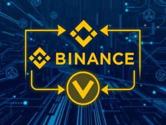 Binance logo next to Viction (VIC) symbol, representing the temporary suspension of Viction token deposits and withdrawals for a crucial network upgrade.