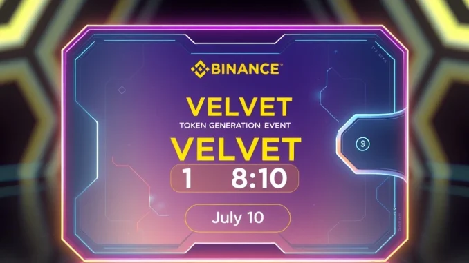 Binance Wallet hosting Velvet (VELVET) token generation event on July 10