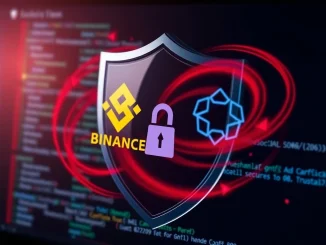 Binance Warning: A digital lock protecting users from fake Trusta.AI links, symbolizing crucial crypto security against phishing scams.