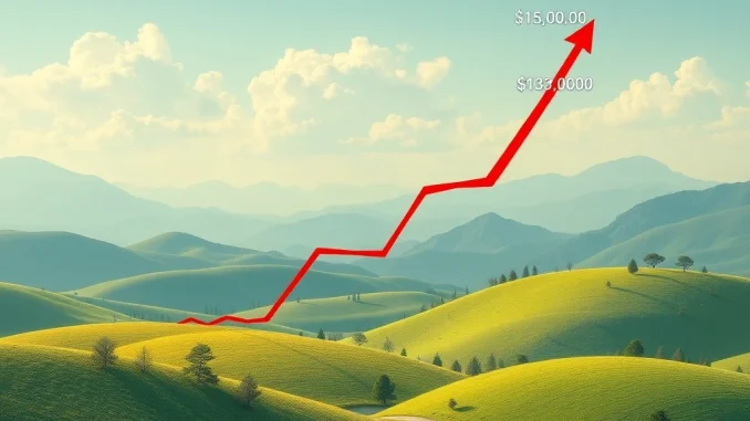 A vibrant chart showing Bitcoin's price trajectory with a clear support level at $110K and an ambitious target of $130K, illustrating Bitcoin price prediction.