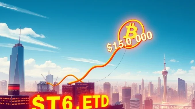 Visualizing Bitcoin's surge to $150K, powered by institutional investment and ETF inflows, marking a significant milestone for the crypto market.