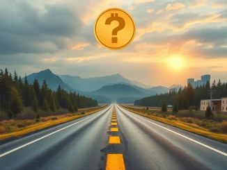 A visual representation of Bitcoin's price trajectory at a crossroads, symbolizing the debate over its 2025 peak driven by traditional crypto cycles versus new institutional shifts.
