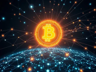 An AI-generated visual illustrating Bitcoin's projected central role in the future of global finance, as revealed by advanced AI models.