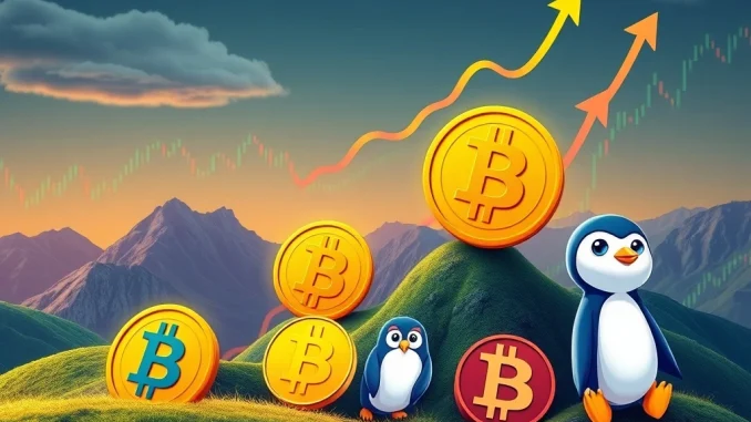 Charts showing strong altcoin outperformance with SPX6900, Pudgy Penguins, and Pepe surging, contrasting with Bitcoin's steady performance. This image captures the essence of recent Bitcoin News.