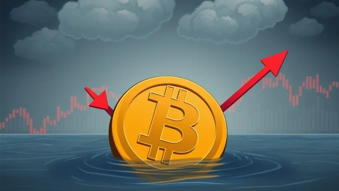 A visual representation of Bitcoin's price drop and bearish outlook, reflecting Matrixport's analysis of market weakness.