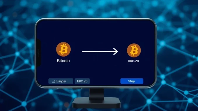 A sleek digital interface illustrating a simplified Bitcoin BRC-20 asset transfer, symbolizing the efficient single-step upgrade.