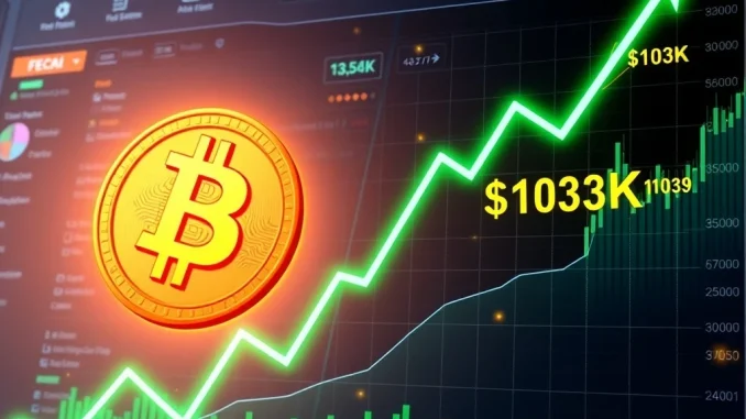 Bitcoin bullish trend with key buy level at $103K on a financial chart
