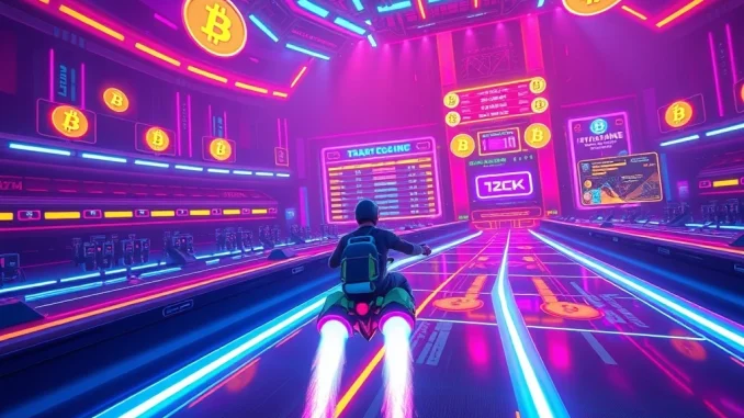 A vibrant digital interface showcasing a Bitcoin Casino tournament leaderboard with players engaging in a crypto crash game.