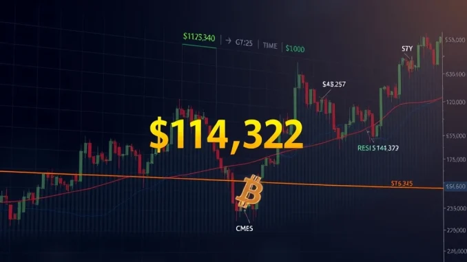Bitcoin News Today: Critical CME Gap Fill at $114,322 Sparks Market Uncertainty Amid $116,000 Resistance Battle Bitcoin price chart filling CME gap at $114,322 with key resistance at $116,000