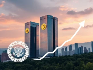 Illustrates the dramatic surge in corporate Bitcoin accumulation driven by new policy mandates, symbolizing the growth of institutional crypto adoption.