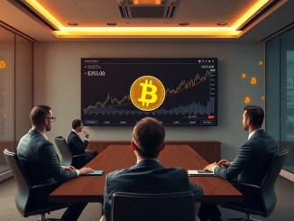 Corporate executives celebrating the surge in Bitcoin adoption, symbolizing the growing institutional confidence in BTC investment.