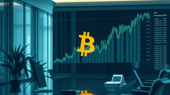 Bitcoin Corporate Adoption: Pivotal BTC Holdings Soar as Firms Embrace Crypto for Inflation Hedging A corporate executive reviewing a financial dashboard showing growing Bitcoin treasury holdings, symbolizing the strategic shift towards Bitcoin corporate adoption for inflation hedging.