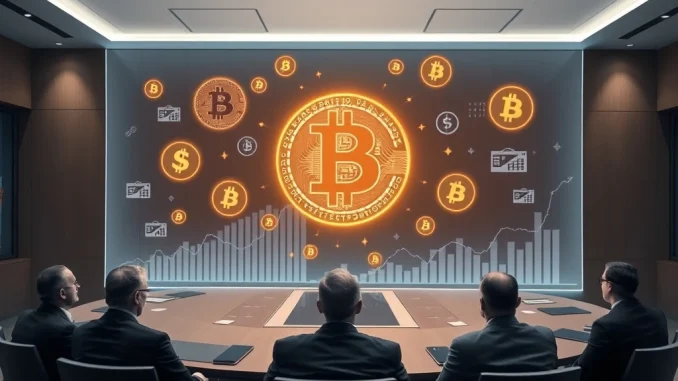 A visual representation of soaring corporate Bitcoin holdings, symbolizing the critical inflection point in Bitcoin institutional adoption.