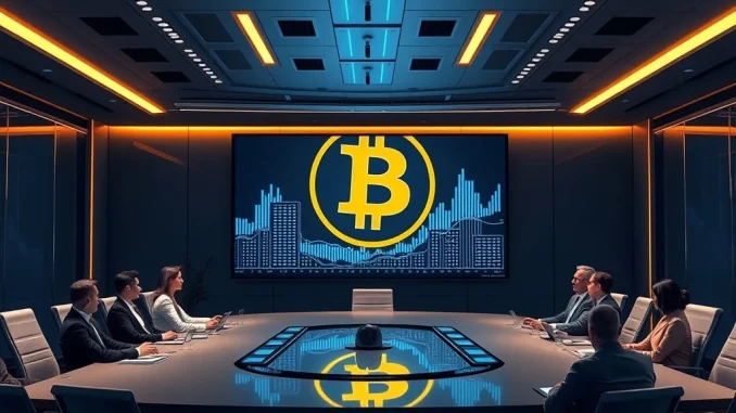 Bitcoin as a strategic corporate treasury asset in a modern boardroom setting