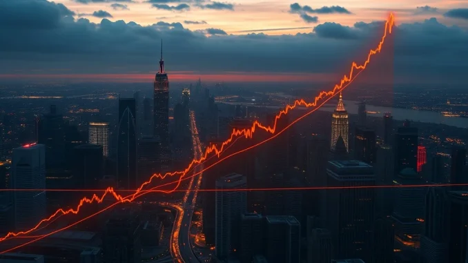 A visual representation of Bitcoin's price chart showing an upward trend, indicating its crucial ascent towards new record highs amidst market volatility.
