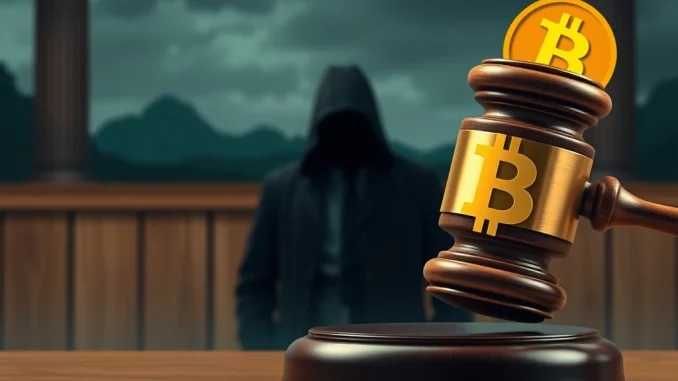A gavel and Bitcoin symbol representing the Manhattan judge's decision in a crypto theft case, highlighting strict bail conditions.