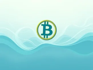 A strong Bitcoin symbol amidst calm market waves, symbolizing the lack of evidence for a significant Bitcoin decline, emphasizing stability.