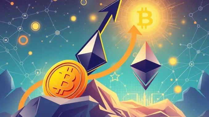 Bitcoin DeFi Unleashes Stunning Growth: A $7 Billion Challenge to Ethereum's Dominance A visual representation of the immense Bitcoin DeFi growth, showing Bitcoin challenging Ethereum's dominance in decentralized finance.