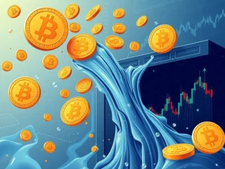 A visual representation of a significant Bitcoin deposit entering cryptocurrency exchanges, highlighting major whale movements and potential market shifts.