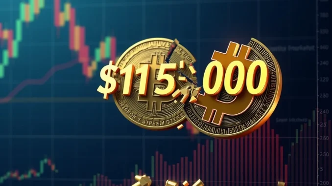 Visualizing Bitcoin derivatives data highlighting the fragility of $115,000 BTC support and recent Bitcoin liquidations.