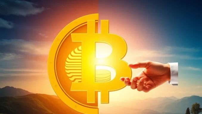 A visual representation of Bitcoin's dual role, highlighting its potential as both a digital store of value and a medium of exchange.