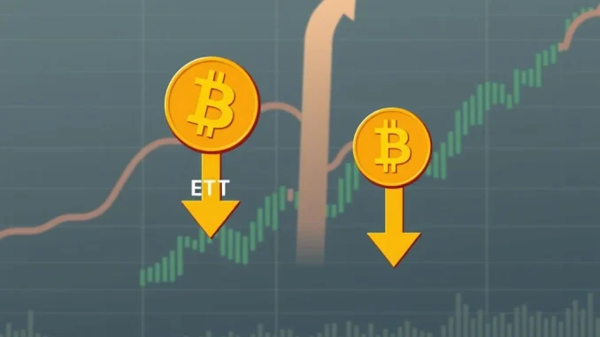 Chart illustrating significant Bitcoin ETF outflows, reflecting current market sentiment and investment trends.
