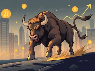 A bull market surge representing a bullish Bitcoin price prediction driven by institutional Bitcoin ETF demand.