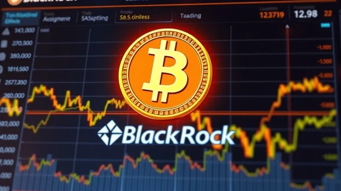 Bitcoin ETF trading dashboard with BlackRock logo and liquidity indicators