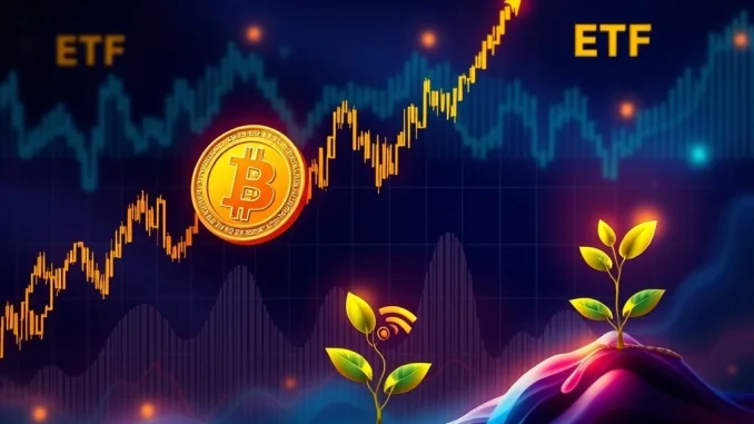 Chart showing Bitcoin ETF impact on price stability, highlighting strategic entry points for long-term investors amidst institutional re-entry.