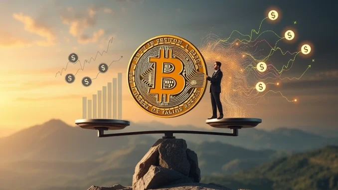 Bitcoin ETFs bringing unprecedented stability to the crypto market, symbolizing institutional adoption.