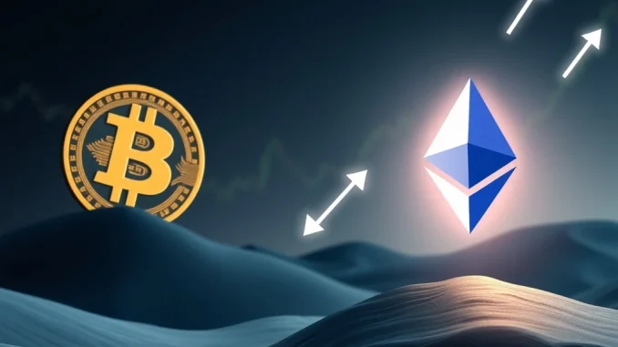 Visualizing capital shifting from Bitcoin to Ethereum, illustrating current crypto market dynamics.