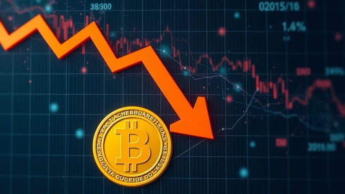 A chart illustrating a sharp Bitcoin price drop, reflecting market volatility after Galaxy Digital's significant BTC transfer.