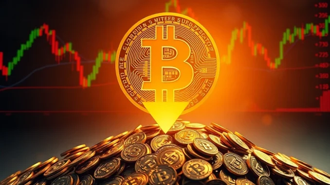 A visual representation of Bitcoin's price plummeting due to a massive Galaxy Digital BTC offload, impacting the broader crypto market.