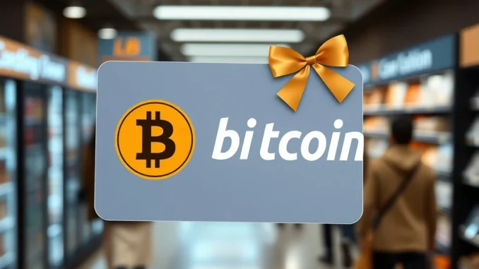 Bitcoin gift card available at major U.S. retailers for easy cryptocurrency adoption.