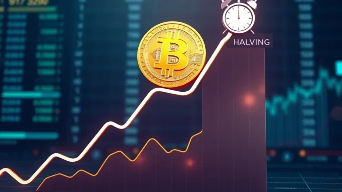 Visualizing Bitcoin halving cycle's potential crypto market peak, as predicted by Glassnode's analysis of price trends.